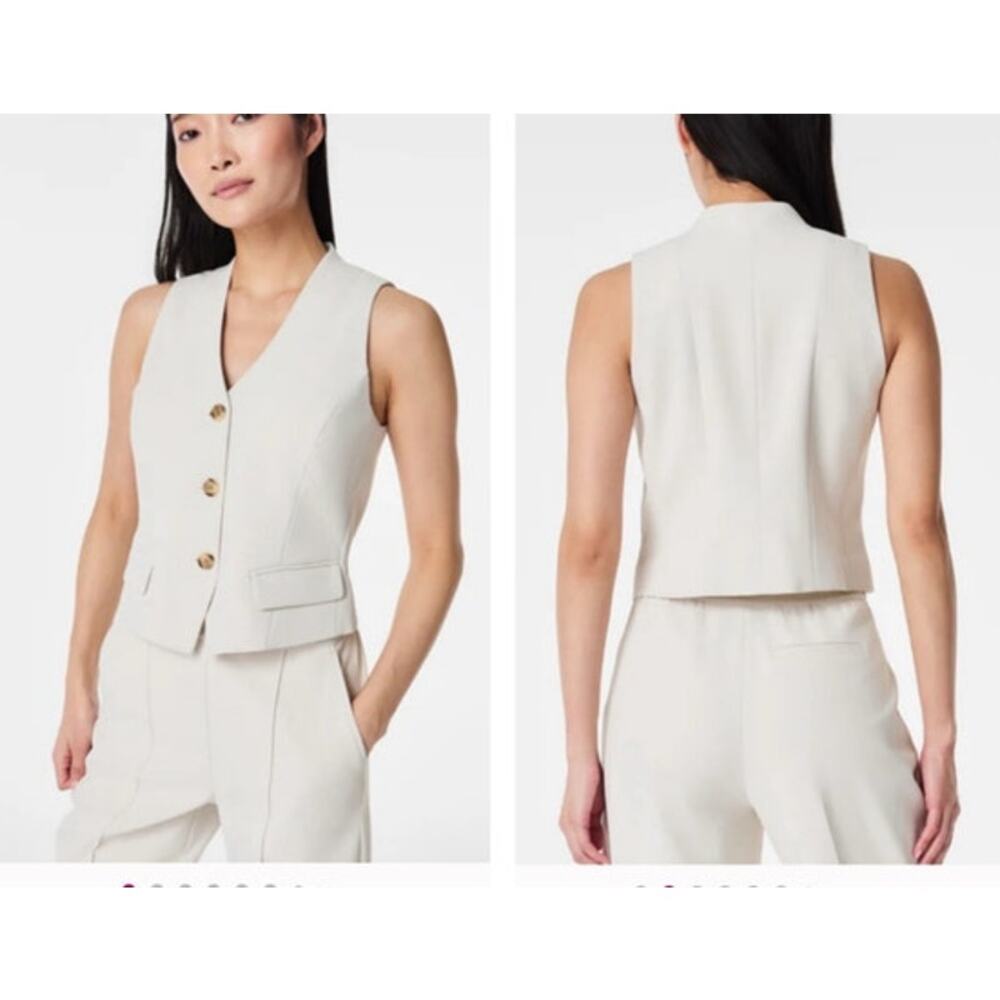 SPANX CAREFREE CREPE VEST IN PARCHMENT NWT PLUS SIZE 3XL - Picture 1 of 11